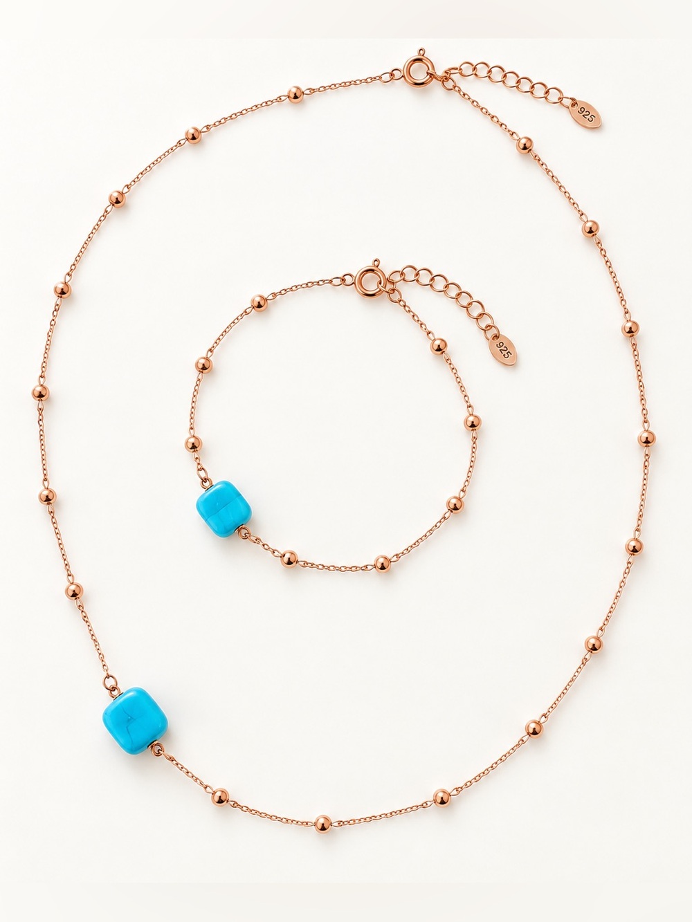 Sogutlu Silver 925 Sterling Silver Turquoise Necklace & Bracelet Set